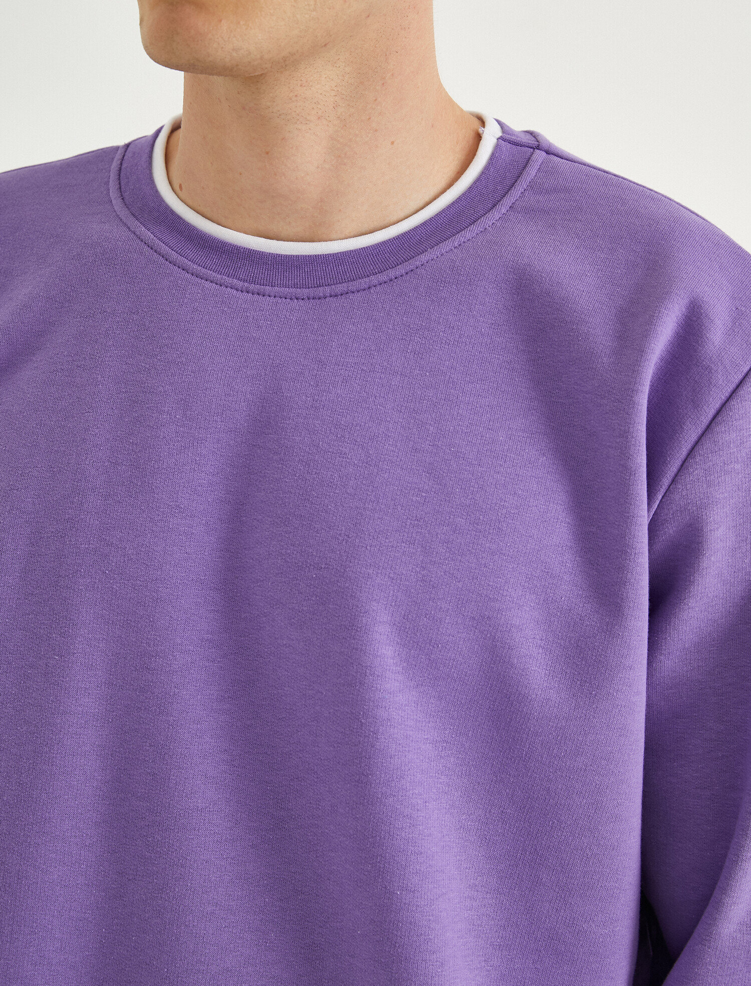 Basic Sweatshirt Şardonlu Bisiklet Yaka