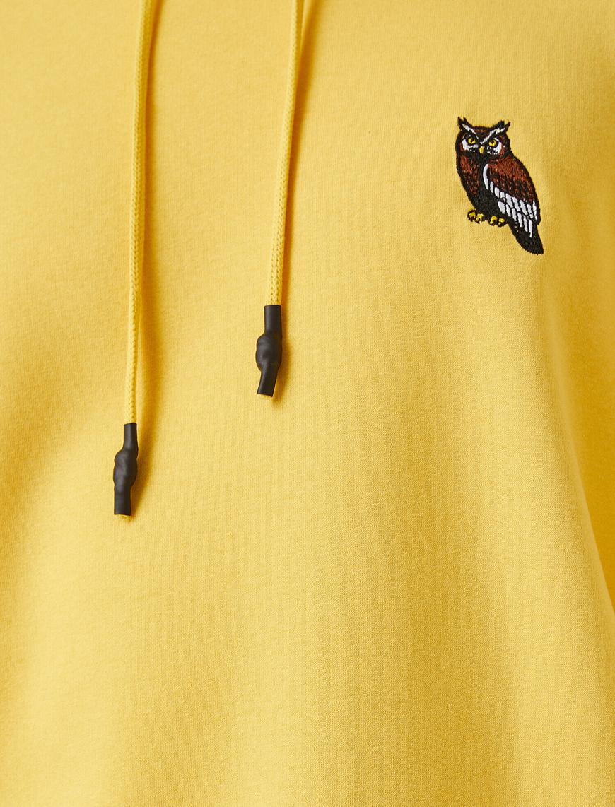   Baykuş İşlemeli Kapüşonlu Sweatshirt