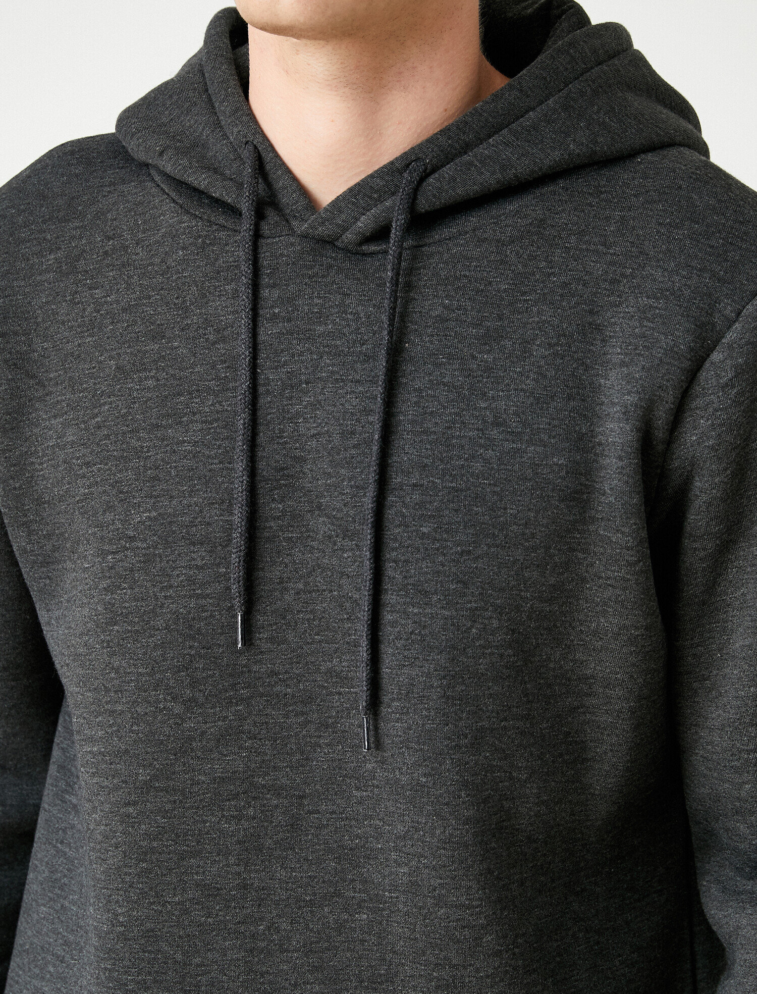 Basic Kapşonlu Sweatshirt Şardonlu