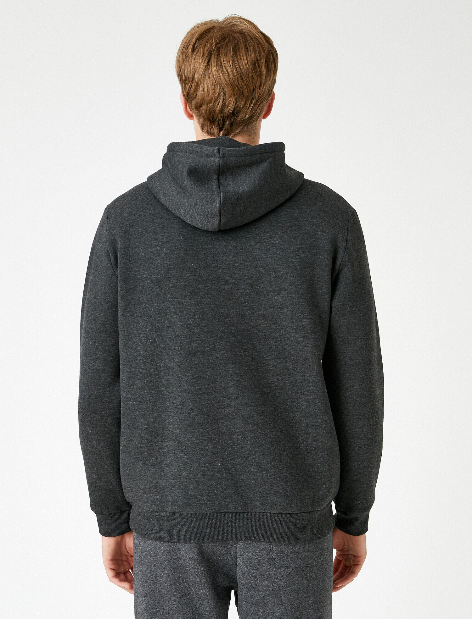 Basic Kapşonlu Sweatshirt Şardonlu