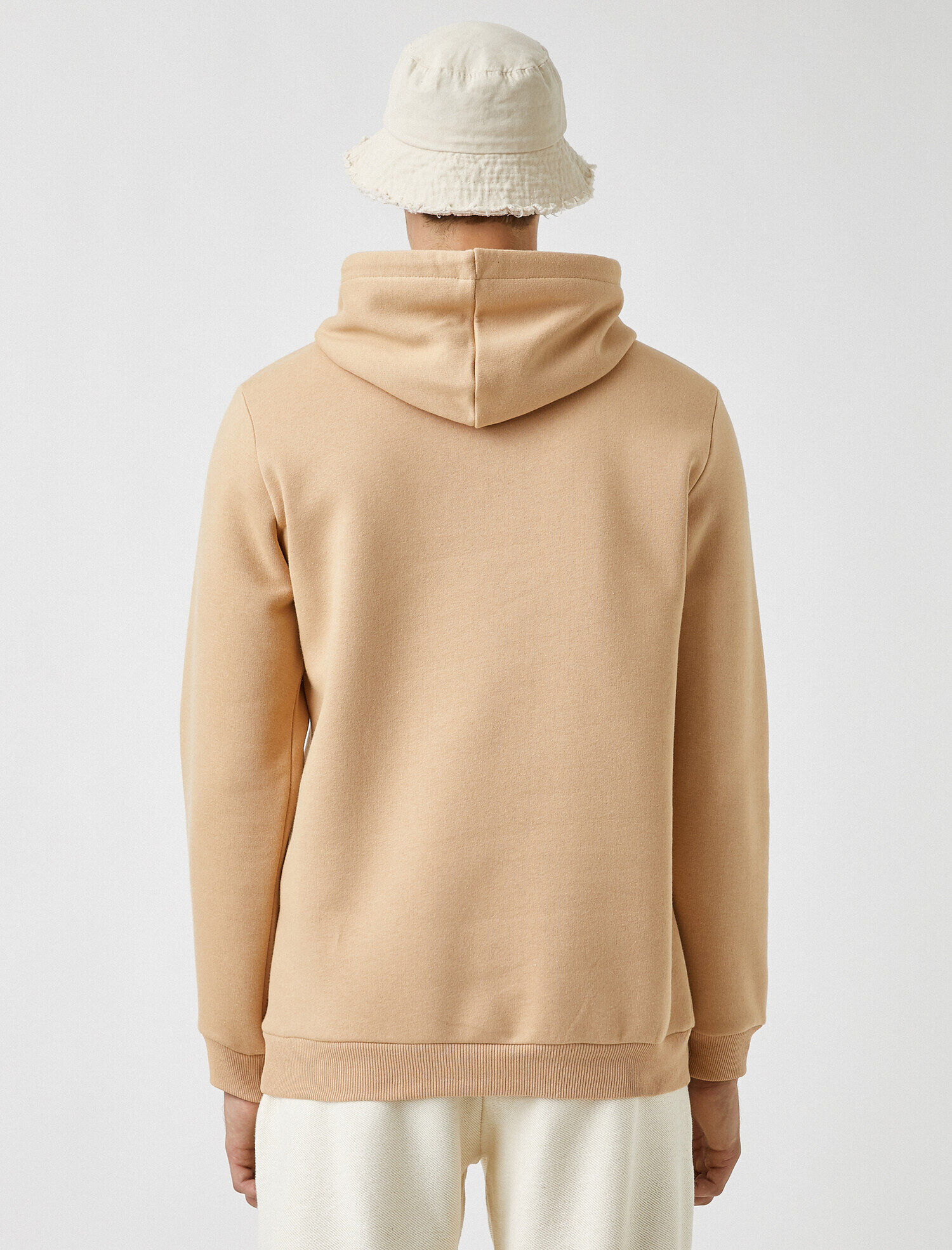 Basic Kapşonlu Sweatshirt Şardonlu