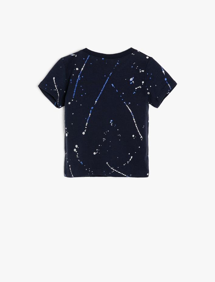 Erkek Bebek Baskılı Tişört Kısa Kollu Bisiklet Yaka Pamuklu