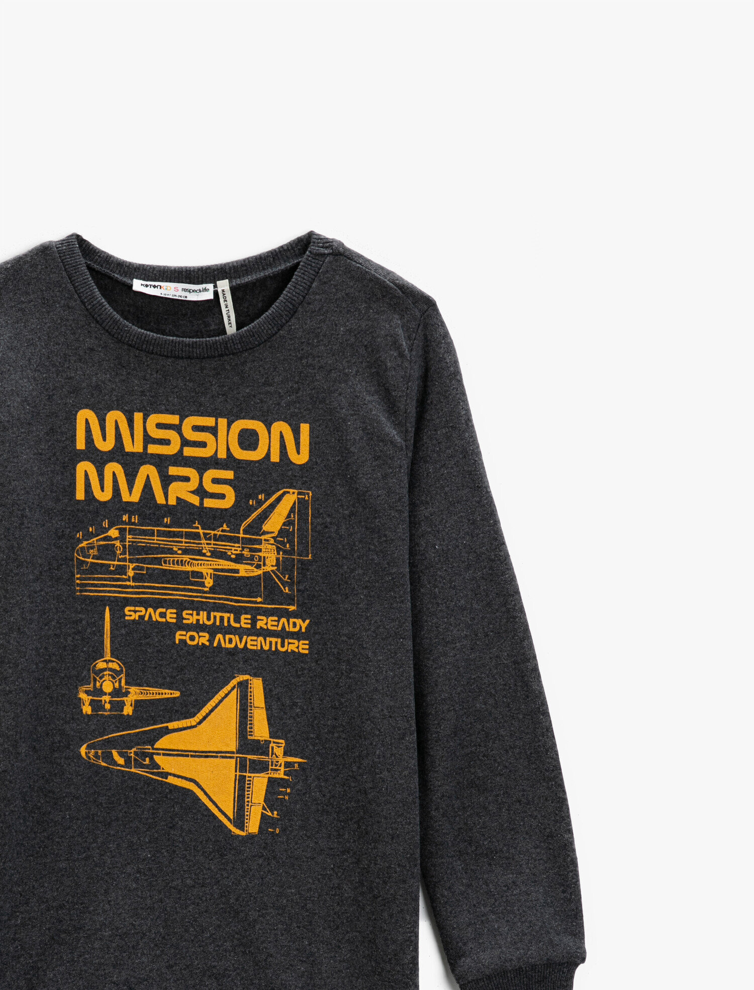  Erkek Çocuk Mission Mars Baskılı Bisiklet Yaka Sweatshirt