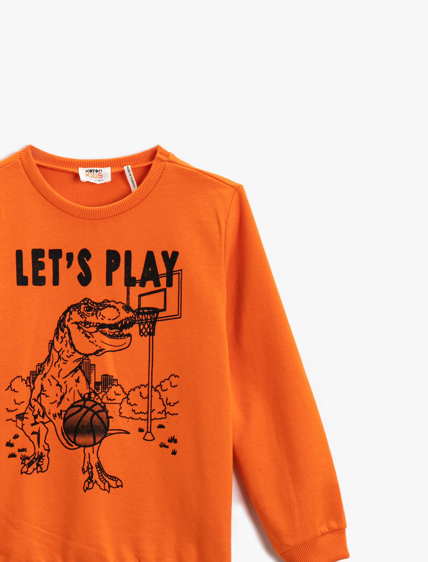 紺110 LCW Kids Bej Bisiklet Yaka Dinozor Baskılı Erkek Çocuk Sweatshirt