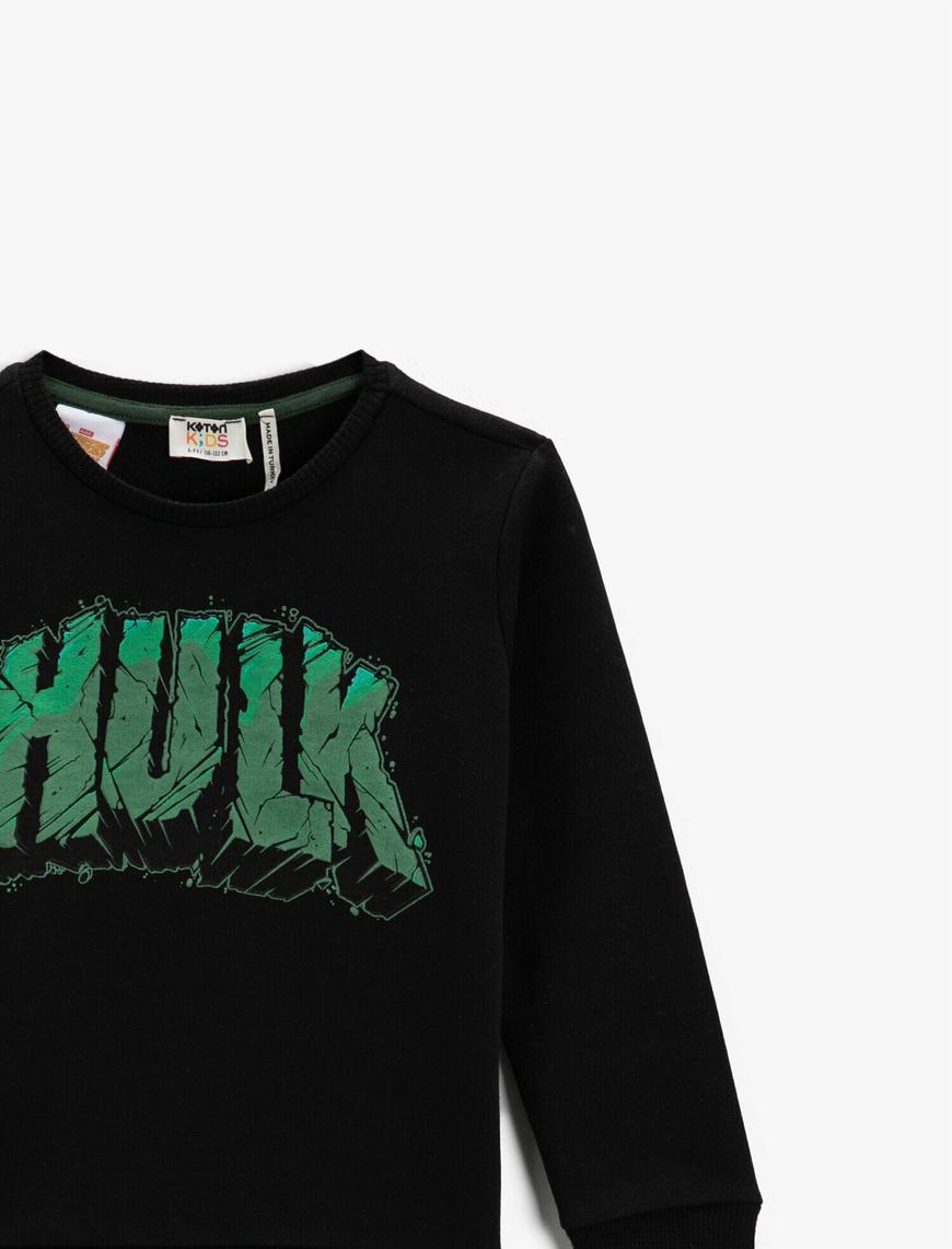  Erkek Çocuk Hulk Marvel Baskılı Lisanslı Sweatshirt Bisiklet Yaka