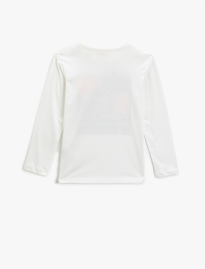 Erkek Çocuk Dinozor Baskılı Tişört Uzun Kollu Bisiklet Yaka Pamuklu