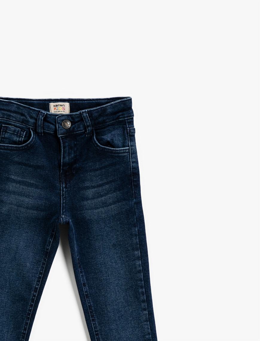  Erkek Çocuk Kot Pantolon Dar Paça Pamuklu Cepli - Slim Jean