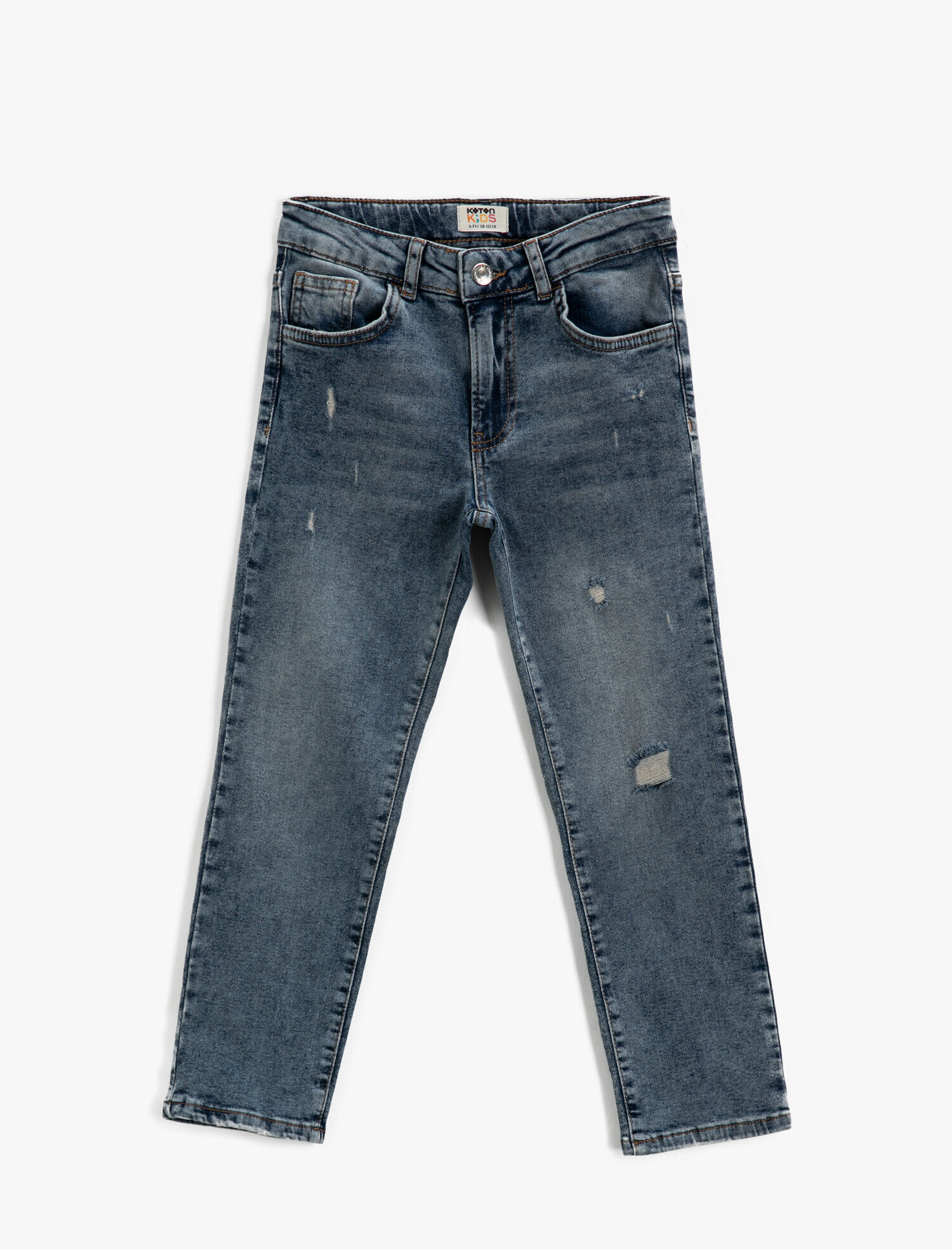  Erkek Çocuk Kot Pantolon Jogger Beli Lastikli Cepli Pamuklu - Jegging Jean