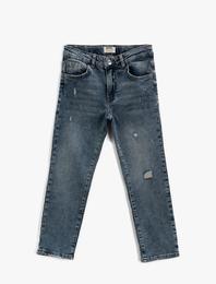 Kot Pantolon Jogger Beli Lastikli Cepli Pamuklu - Jegging Jean