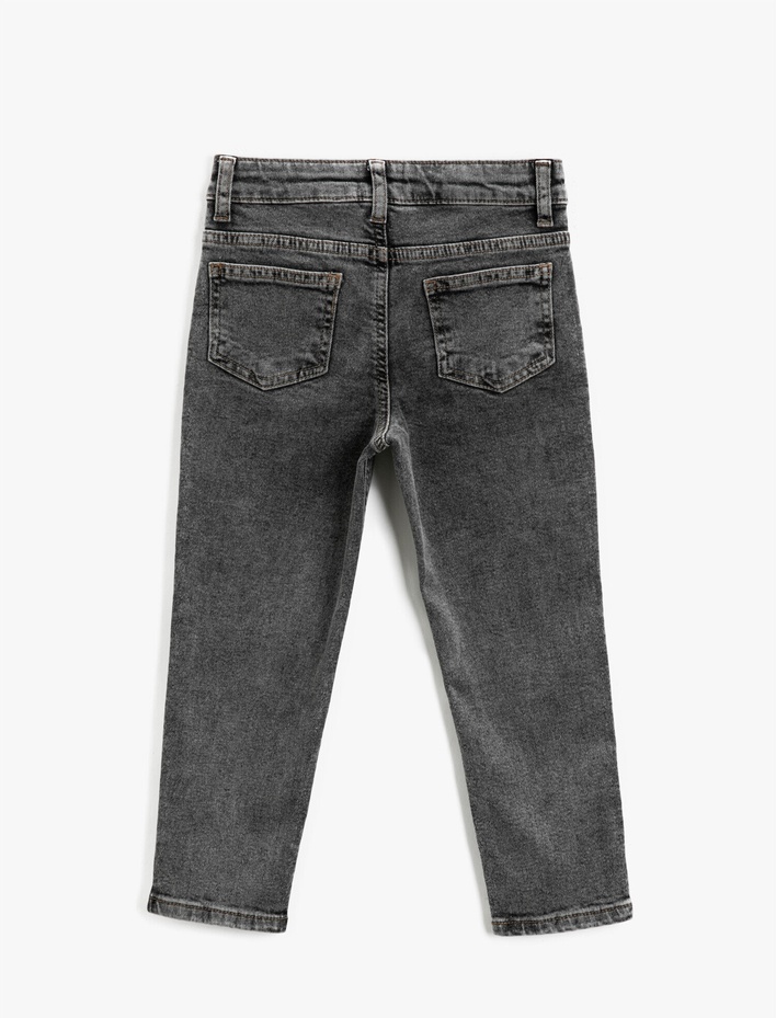 Erkek Çocuk Kot Pantolon Jogger Beli Lastikli Cepli Pamuklu - Jegging Jean