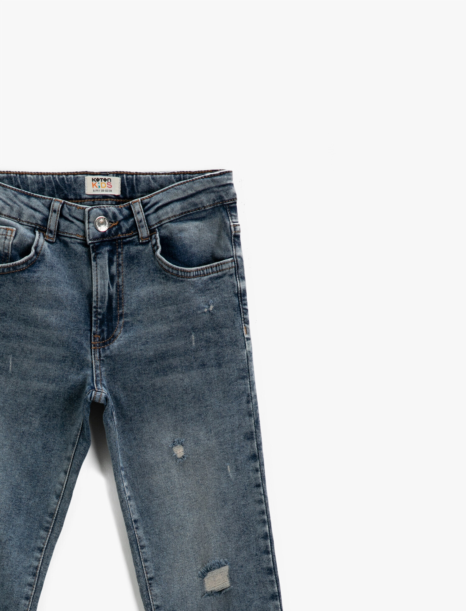  Erkek Çocuk Kot Pantolon Jogger Beli Lastikli Cepli Pamuklu - Jegging Jean