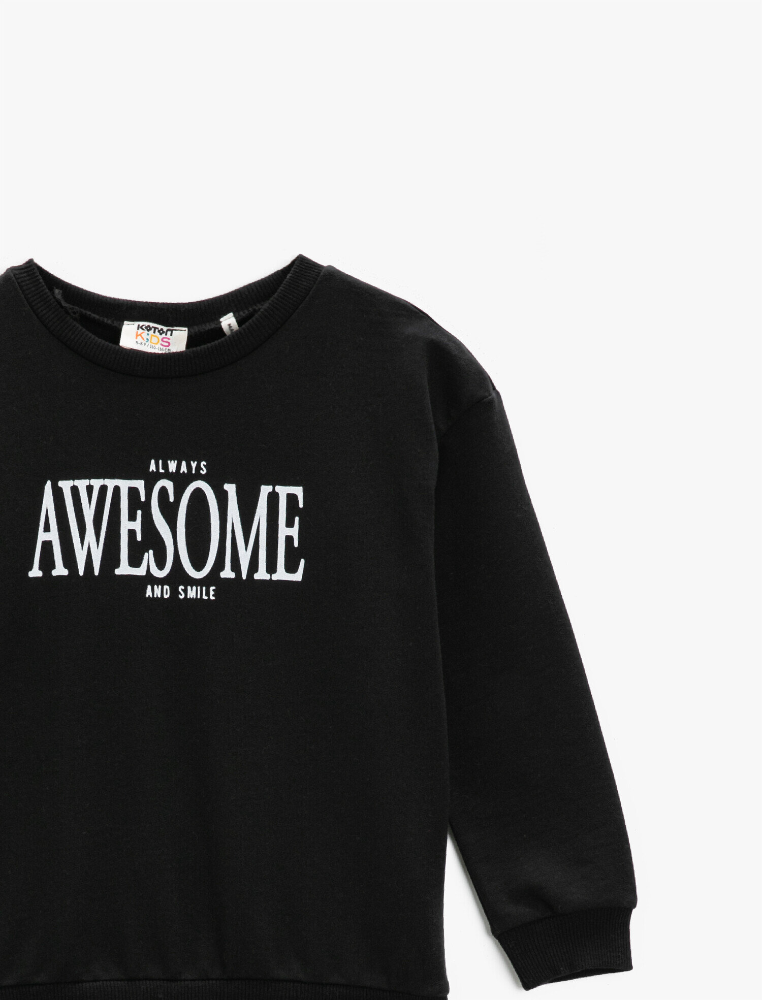  Kız Çocuk Yazı Baskılı Sweatshirt Bisiklet Yaka Pamuklu