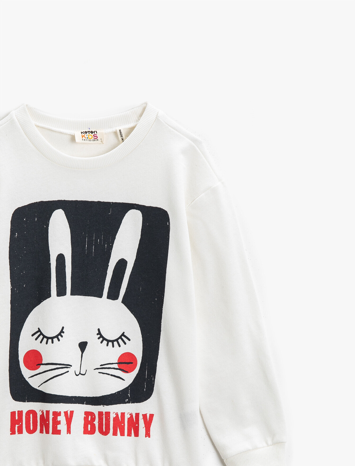  Kız Çocuk Tavşan Baskılı Sweatshirt Pamuklu