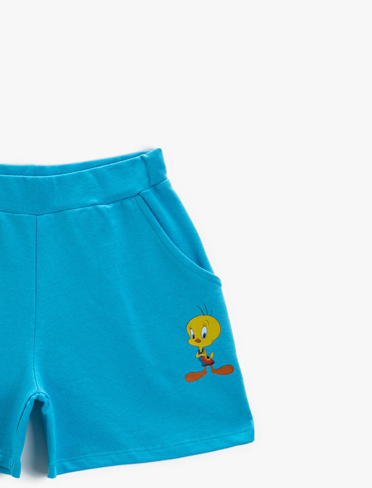  Kız Çocuk Tweety Lisanslı Baskılı Beli Lastikli Pamuklu Şort Cepli