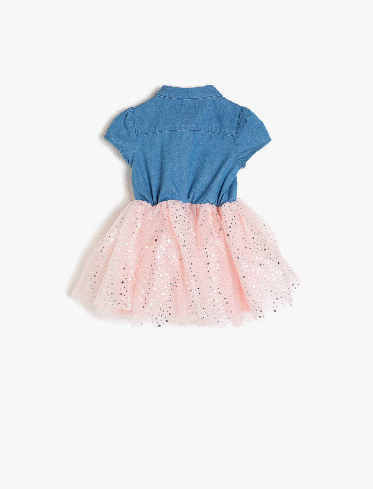  Kız Bebek Tül Detaylı Jean Elbise