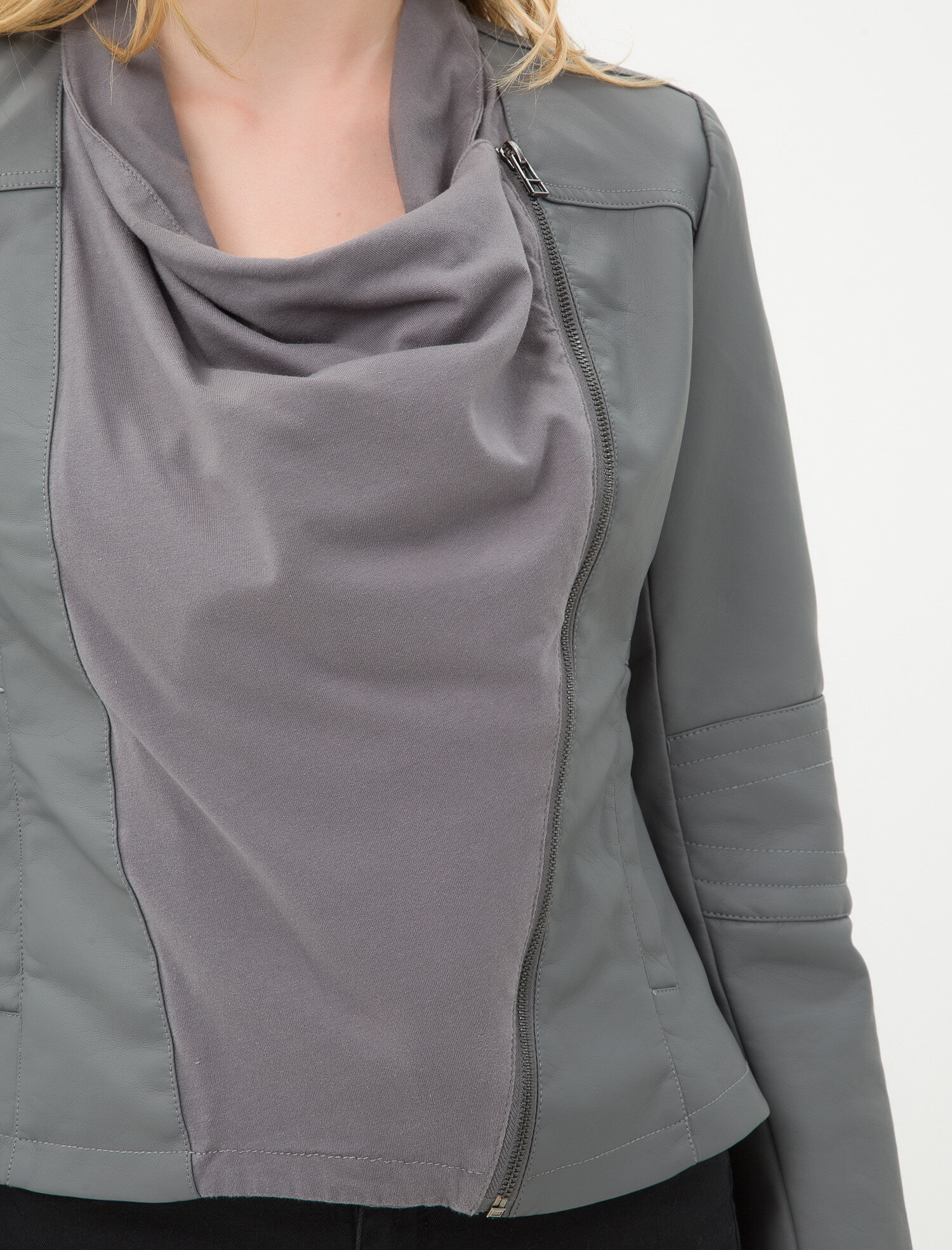   Şal Yaka Deri Görünümlü Ceket