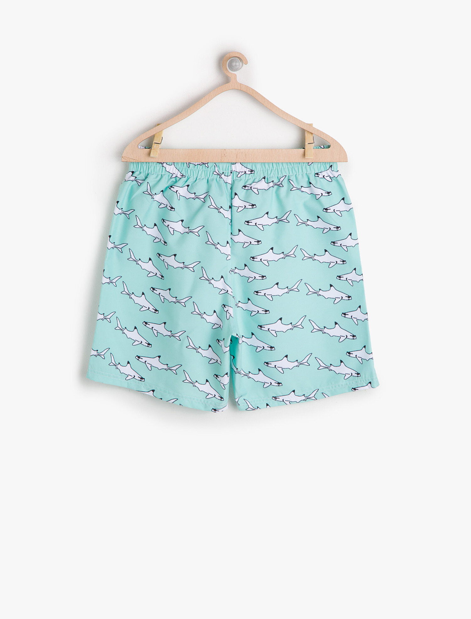  Erkek Çocuk Beli Bağlamalı Deniz Şortu Köpek Balığı Baskılı