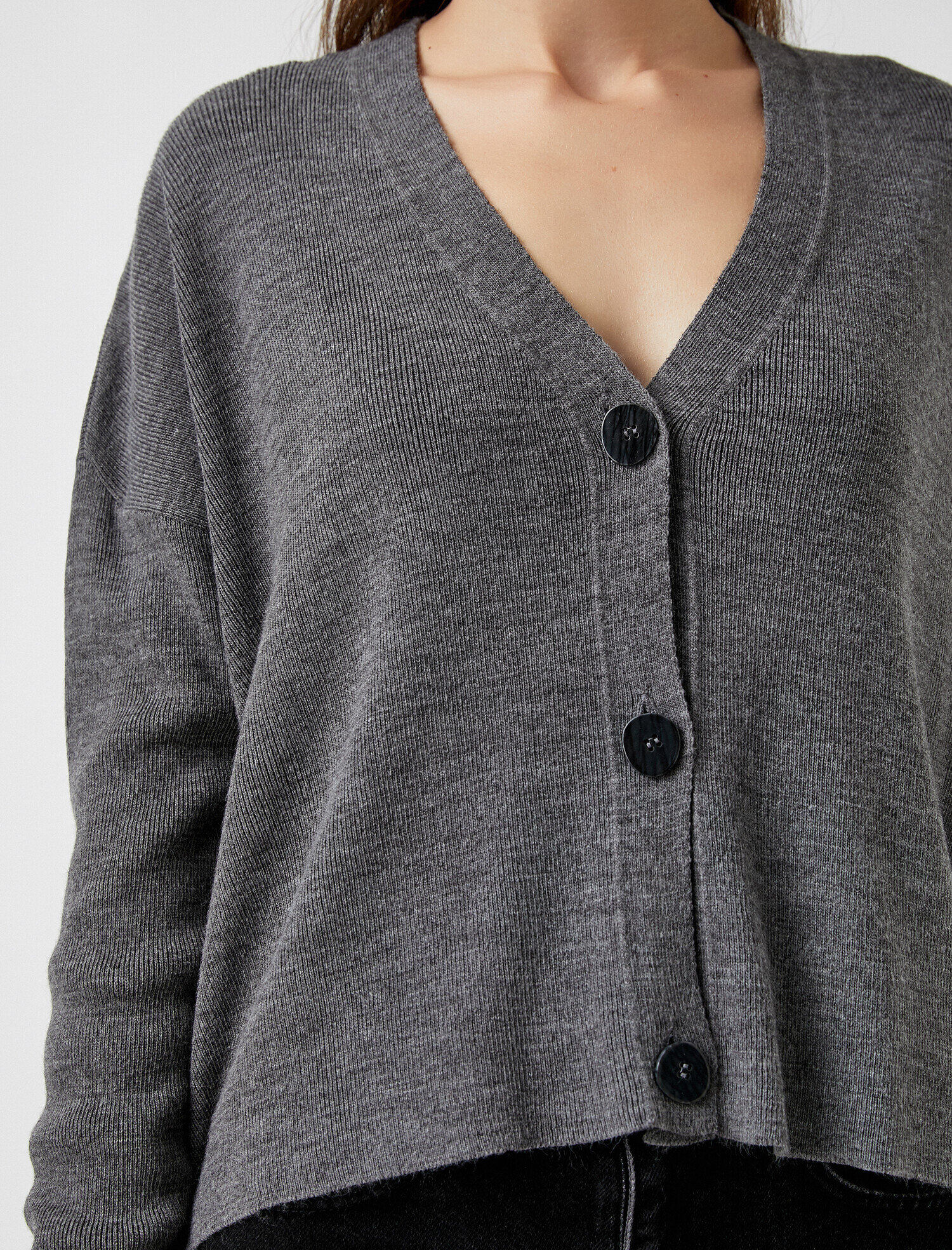   Düğmeli Crop Hırka