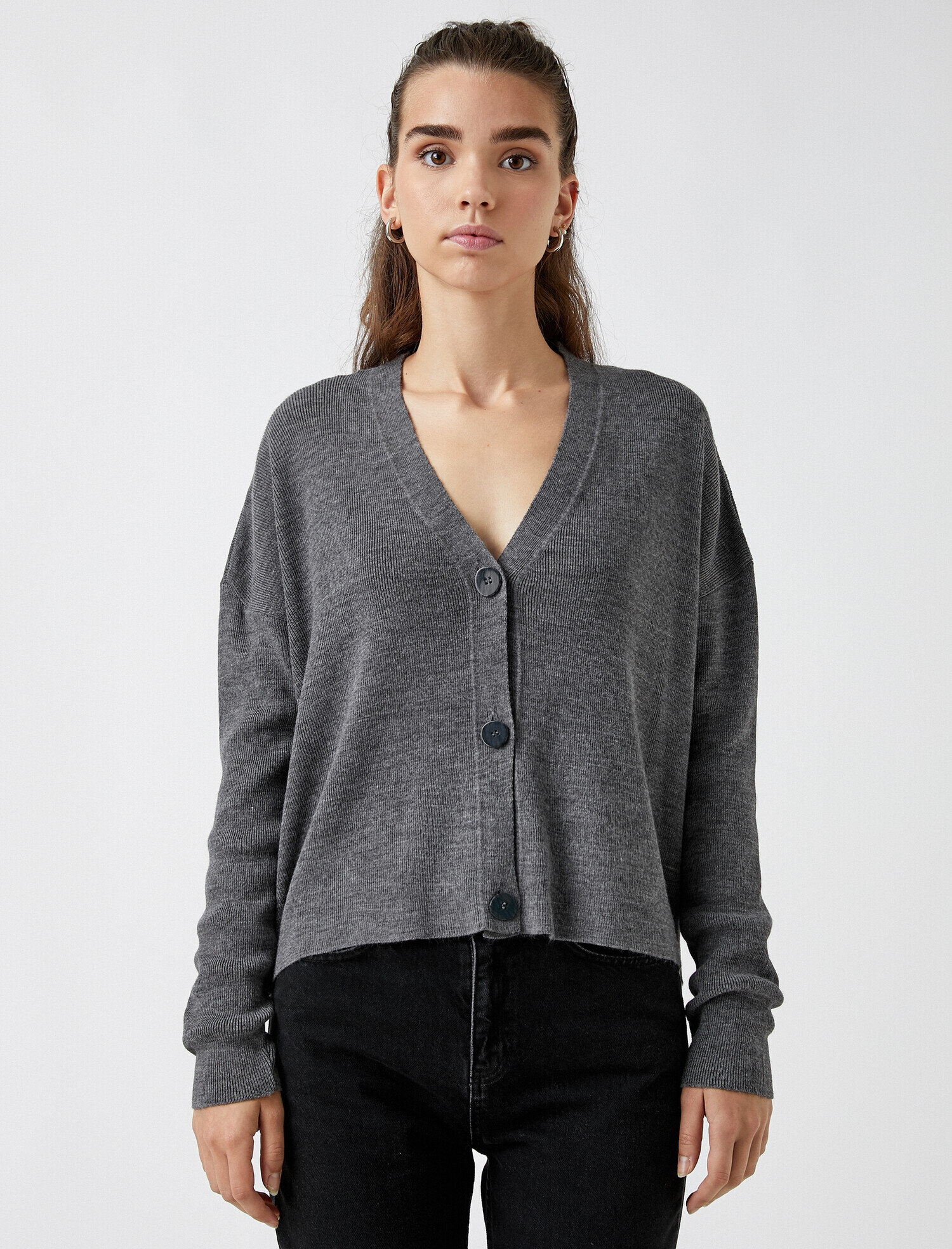   Düğmeli Crop Hırka