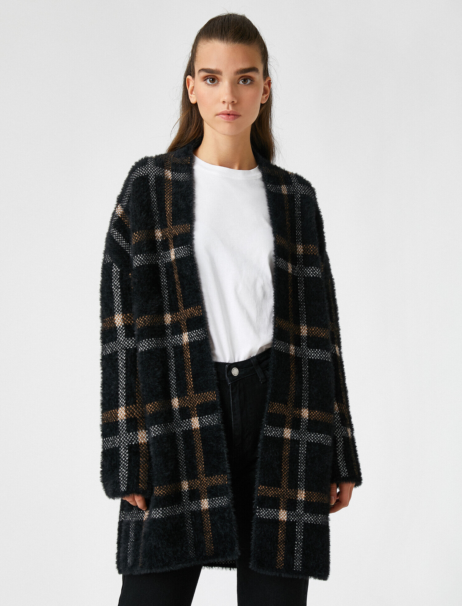   Ekoseli Hırka Uzun Kollu