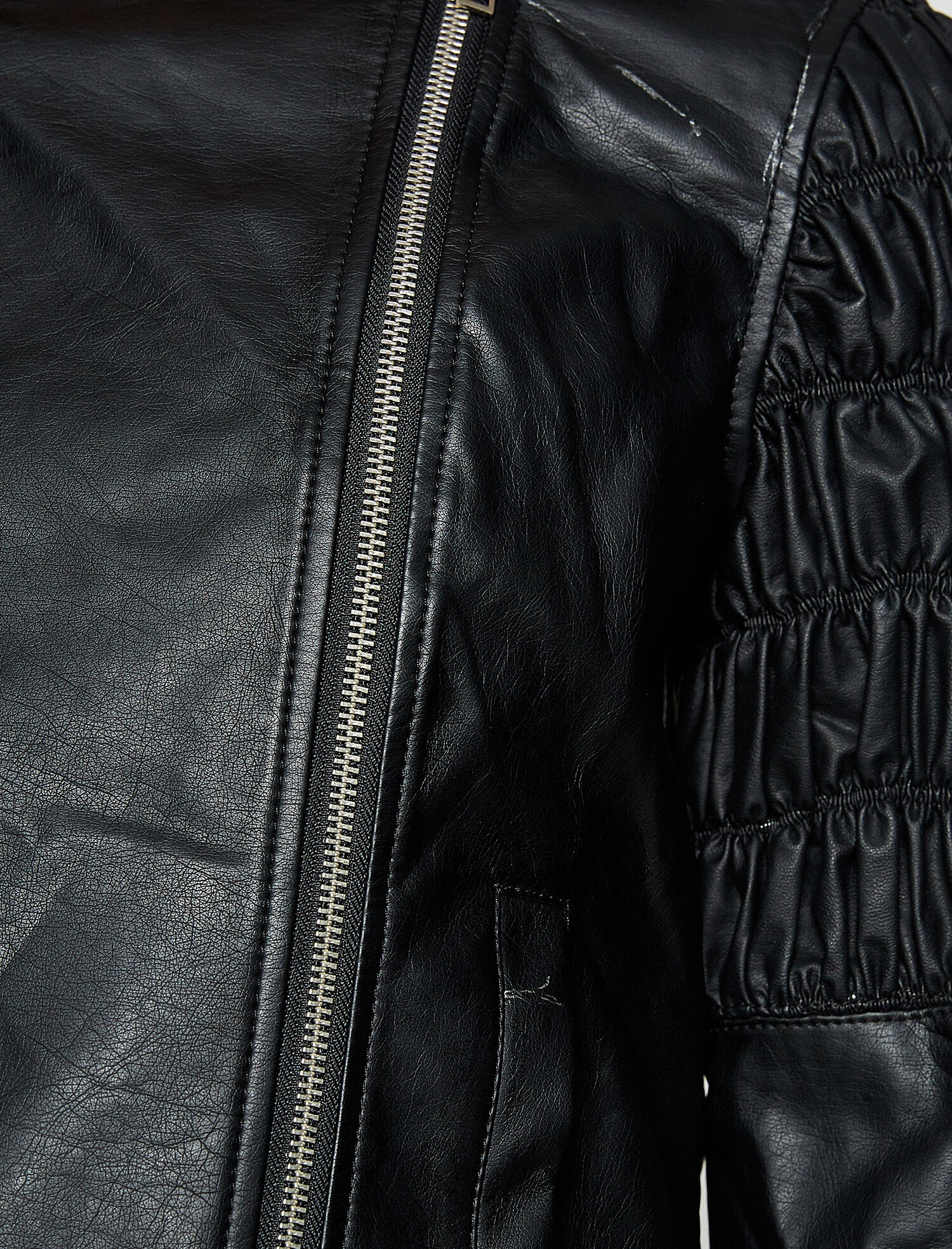   Deri Görünümlü Mont