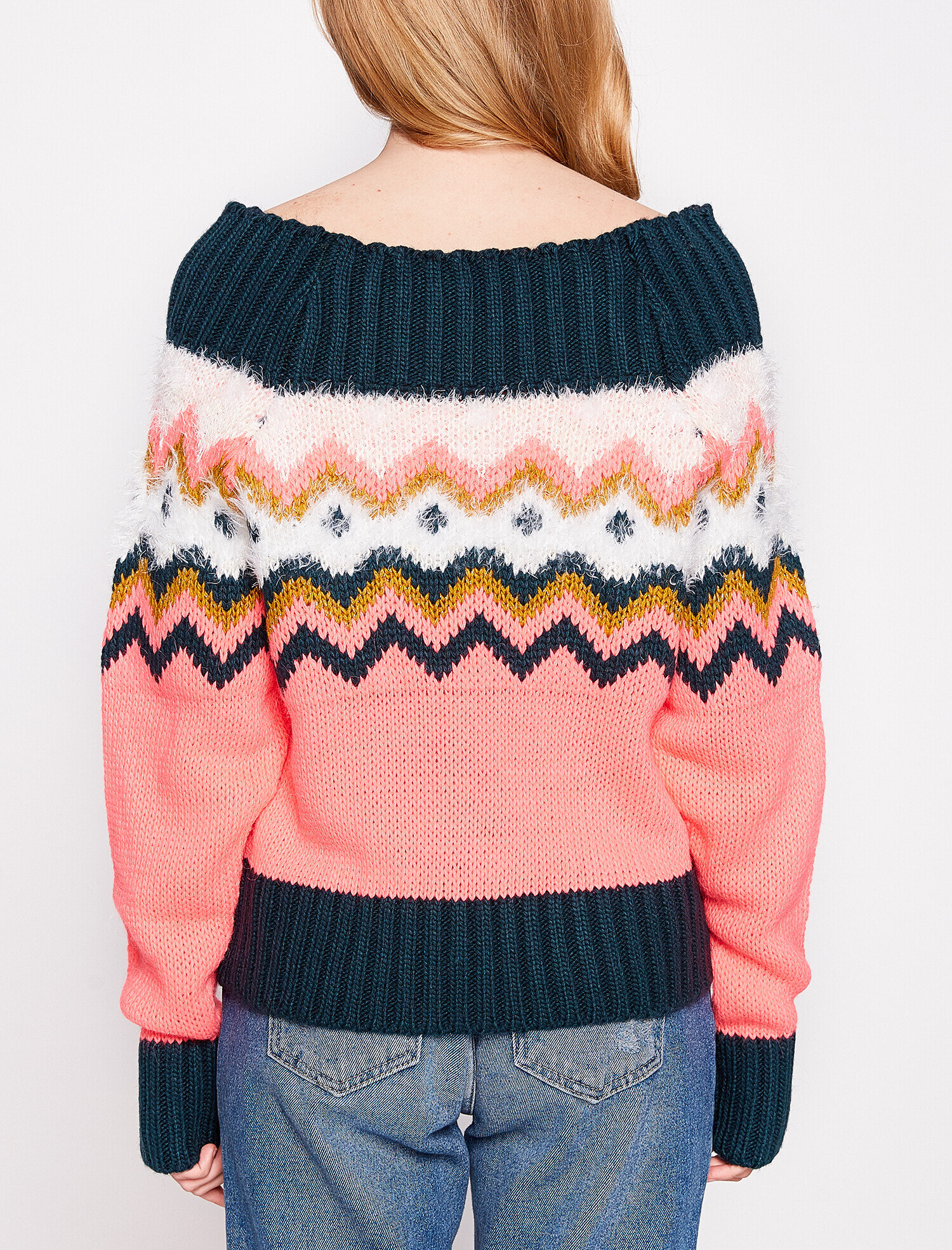   Desenli Omuz Detaylı Triko Kazak