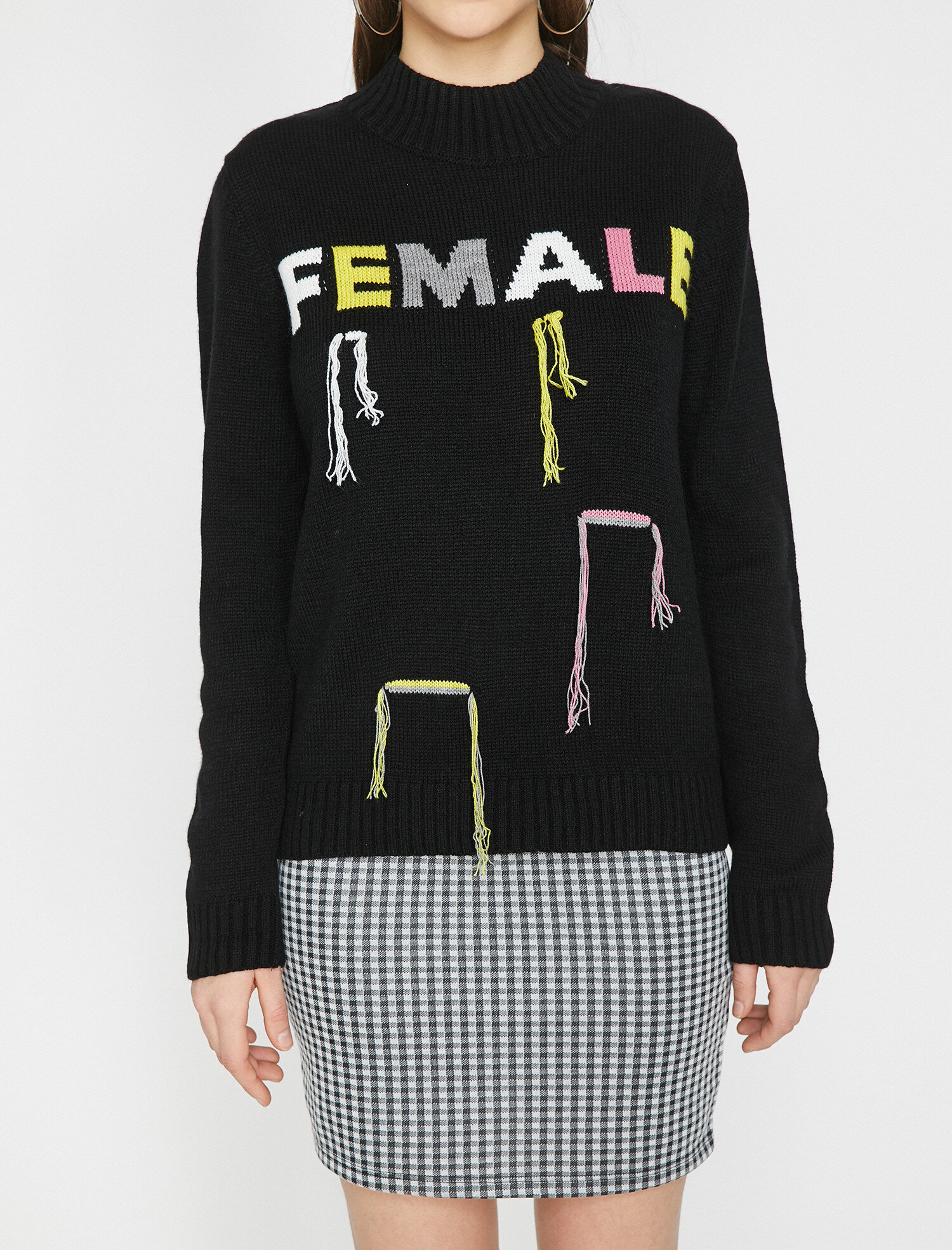 Yazılı Baskılı Triko Kazak