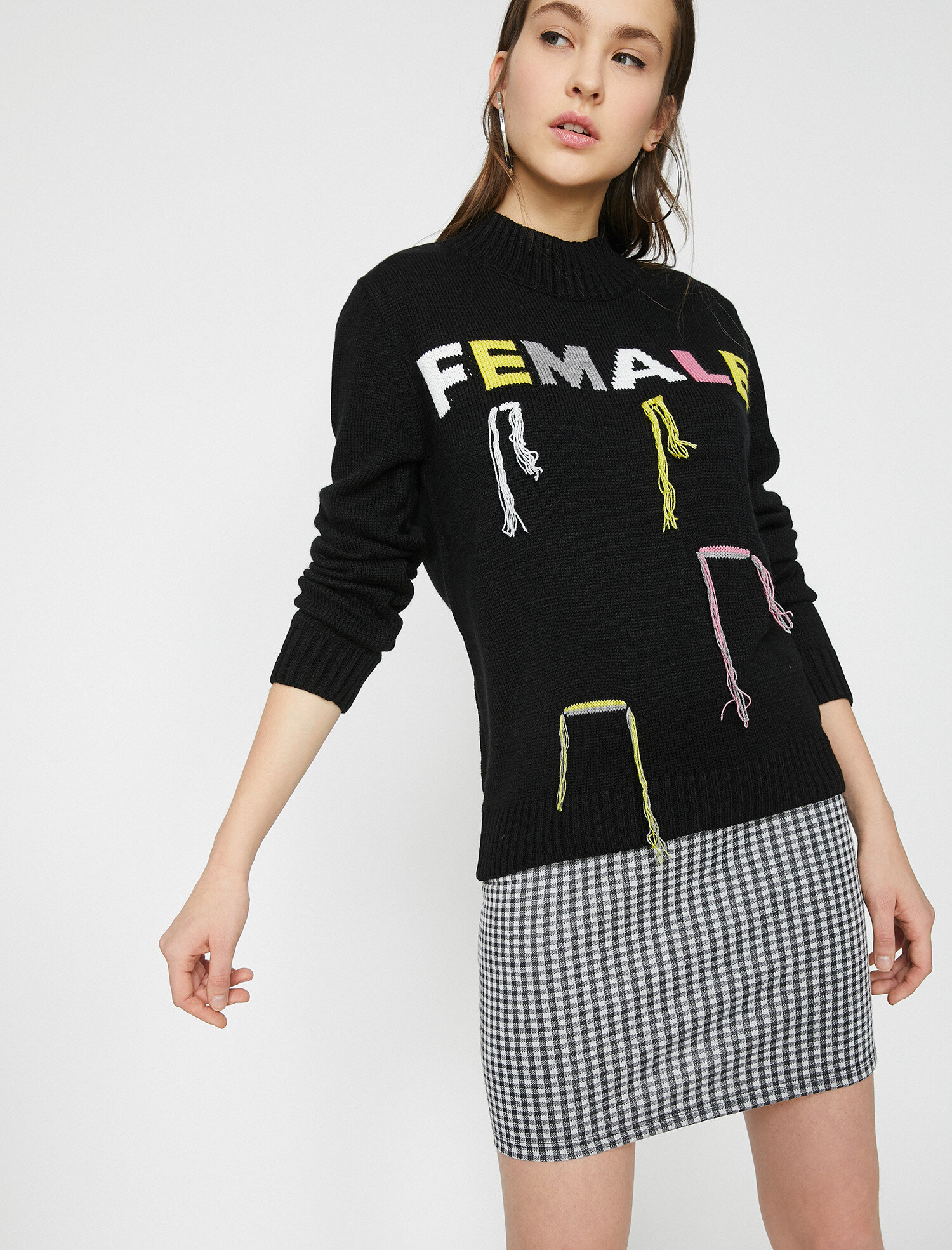 Yazılı Baskılı Triko Kazak