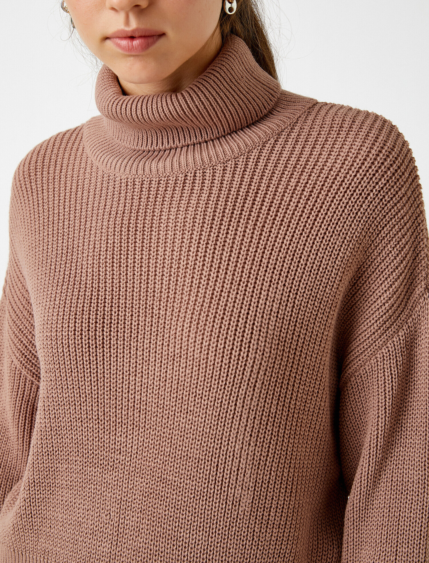   Balıkçı Yaka Oversize Uzun Kollu Kazak