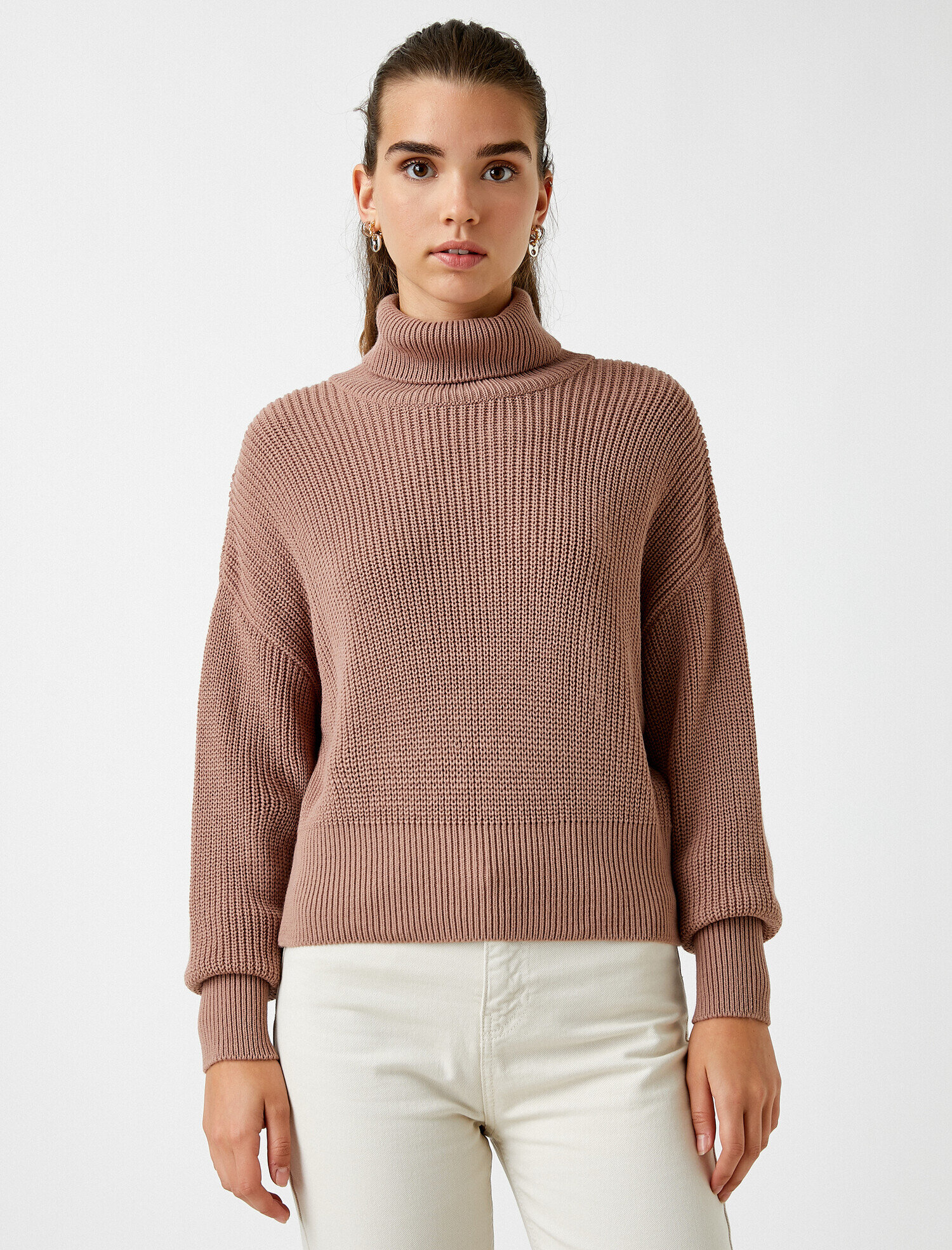   Balıkçı Yaka Oversize Uzun Kollu Kazak