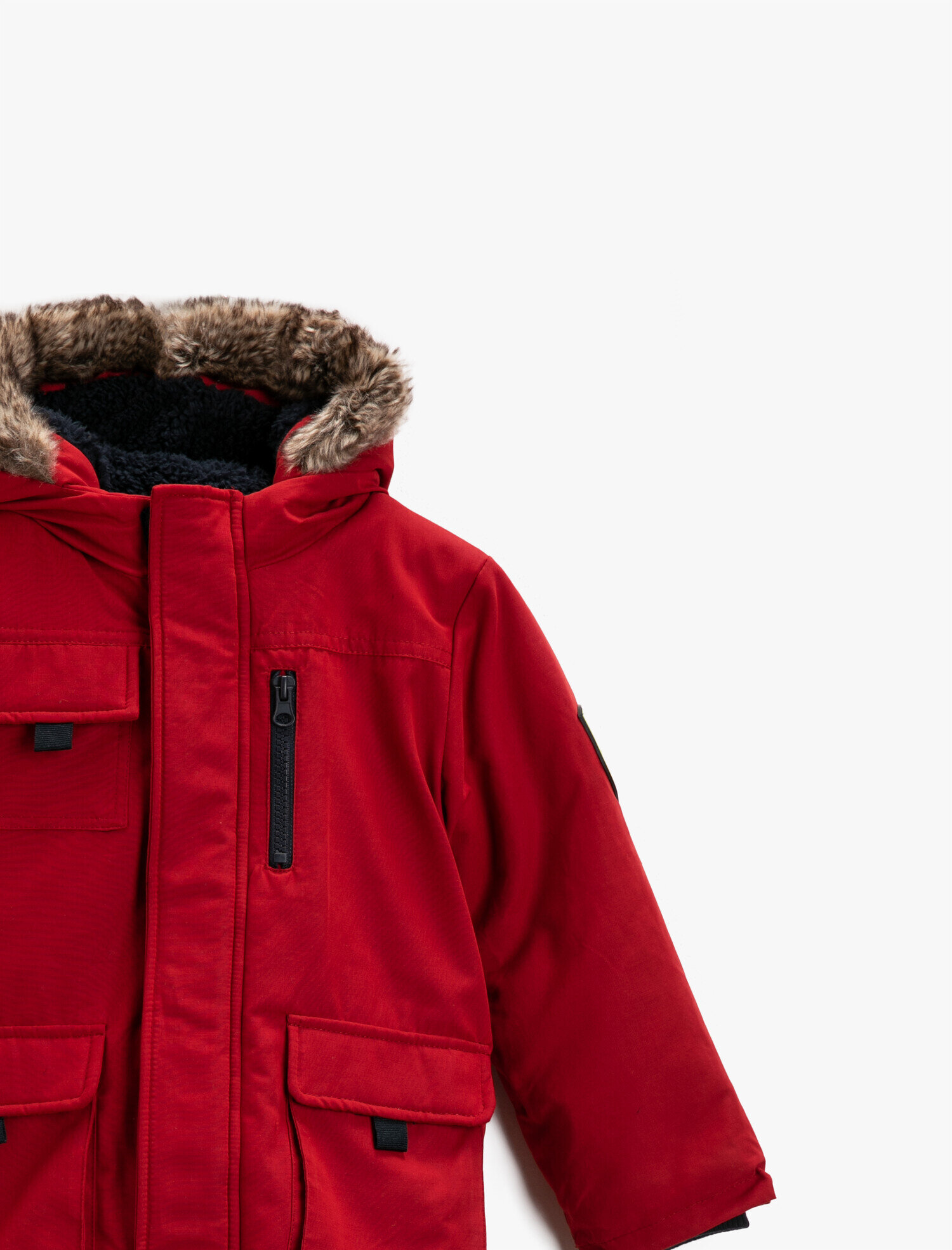  Erkek Çocuk Suni Kürklü Kapşonlu Mont