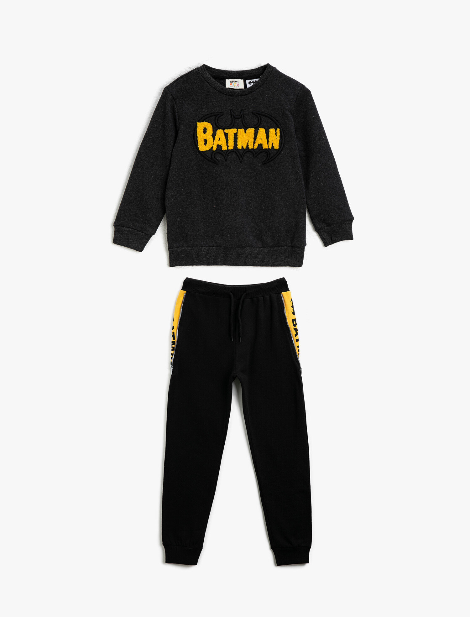  Erkek Çocuk Batman Lisanslı İşlemeli Bisiklet Yaka Sweatshirt