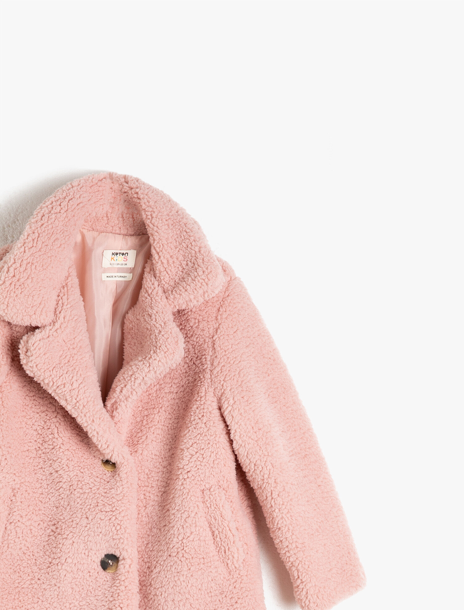  Kız Çocuk Peluş Düğmeli İçi Astarlı Cepli Kaban