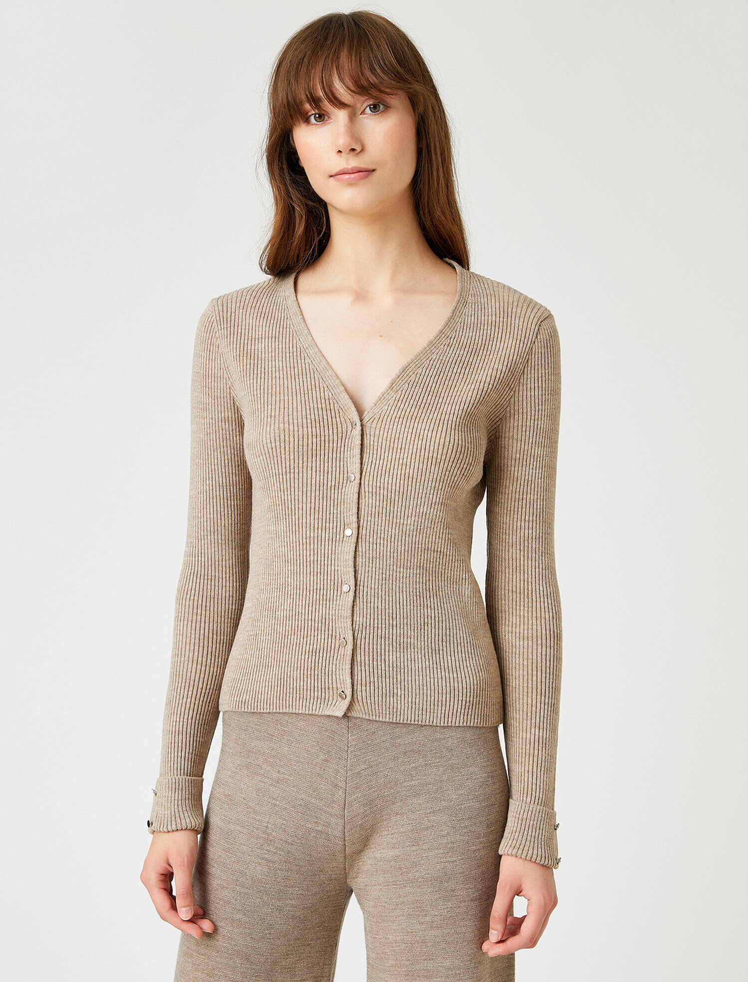   Ribanalı Triko Hırka Düğmeli