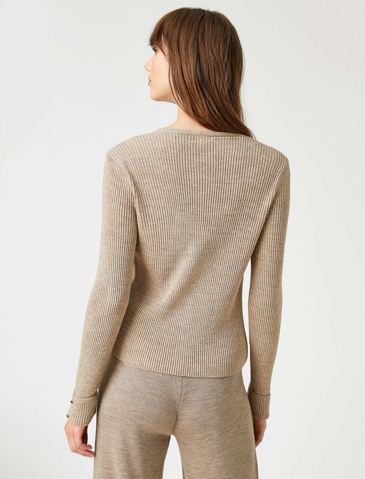   Ribanalı Triko Hırka Düğmeli