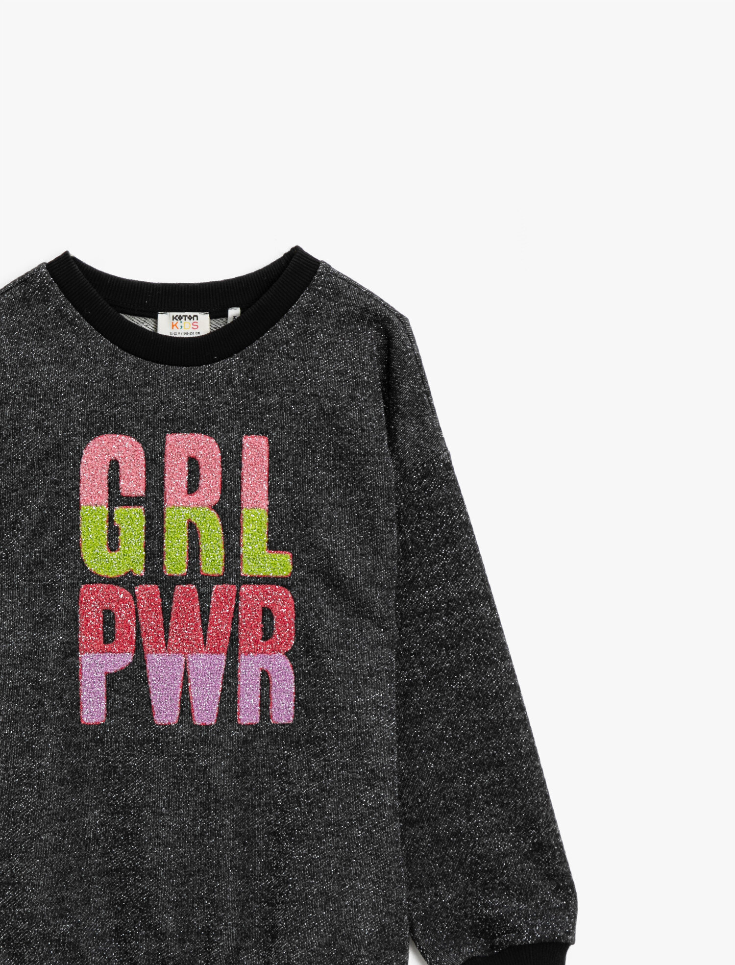  Kız Çocuk Baskılı Bisiklet Yaka Uzun Kollu Sweatshirt