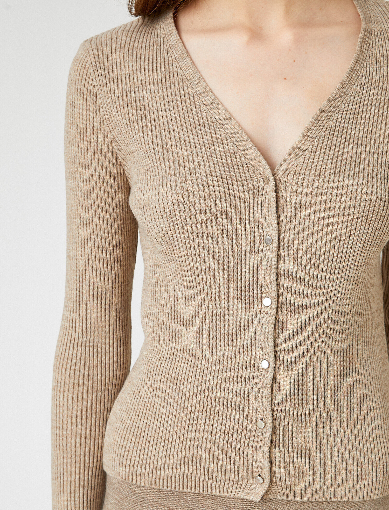   Ribanalı Triko Hırka Düğmeli