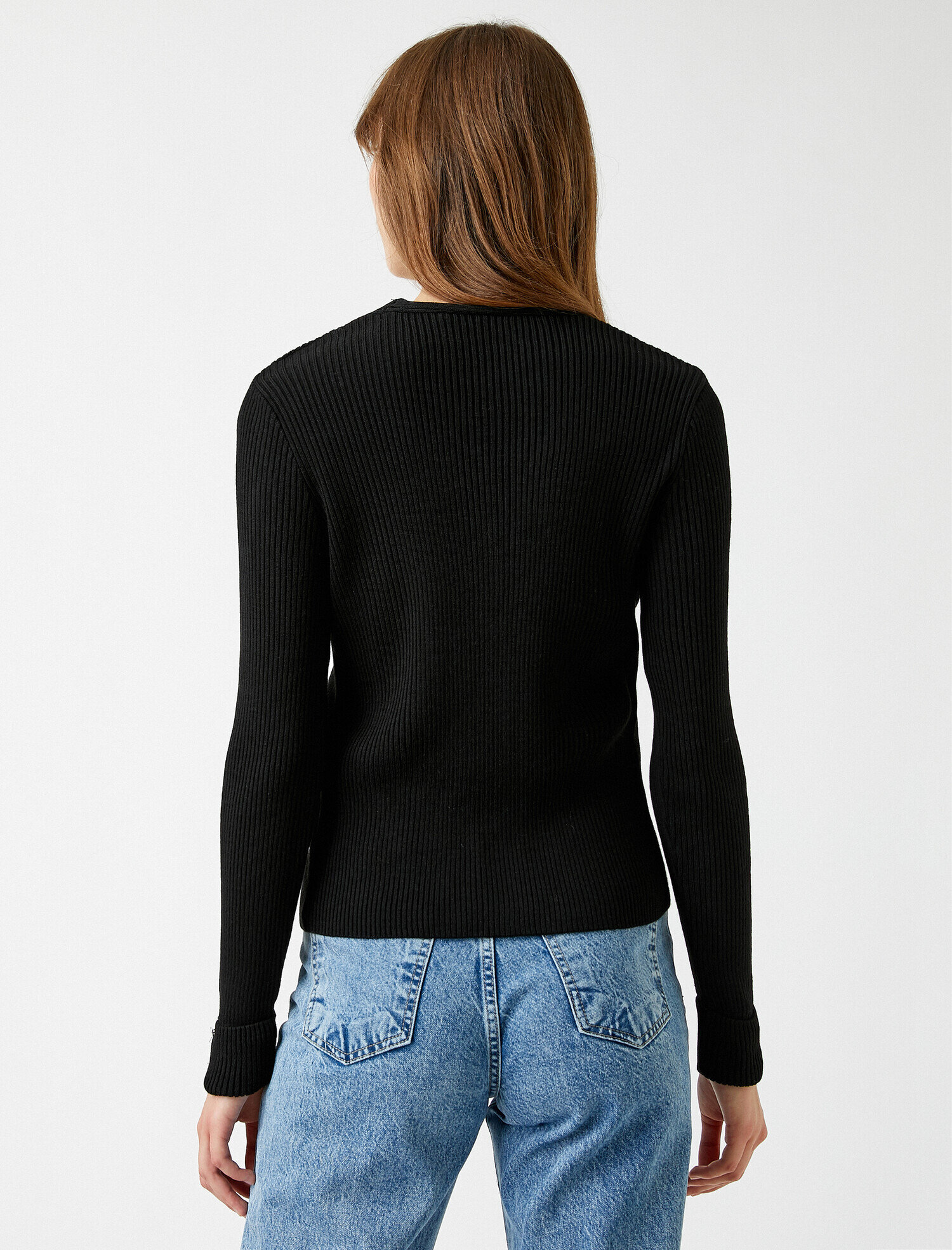   Ribanalı Triko Hırka Düğmeli