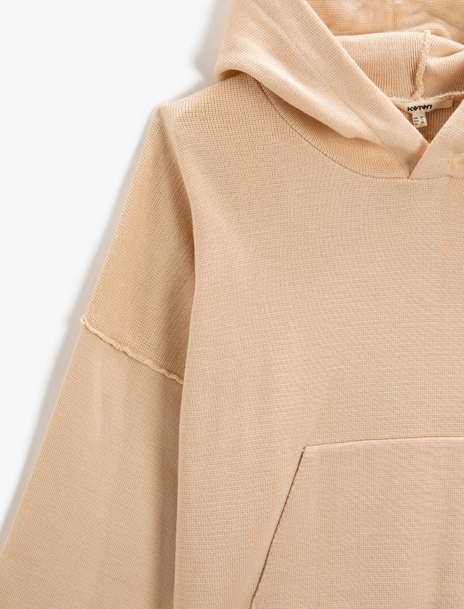   Kapüşonlu Kanguru Cepli Triko Kazak Kaşmir Dokulu