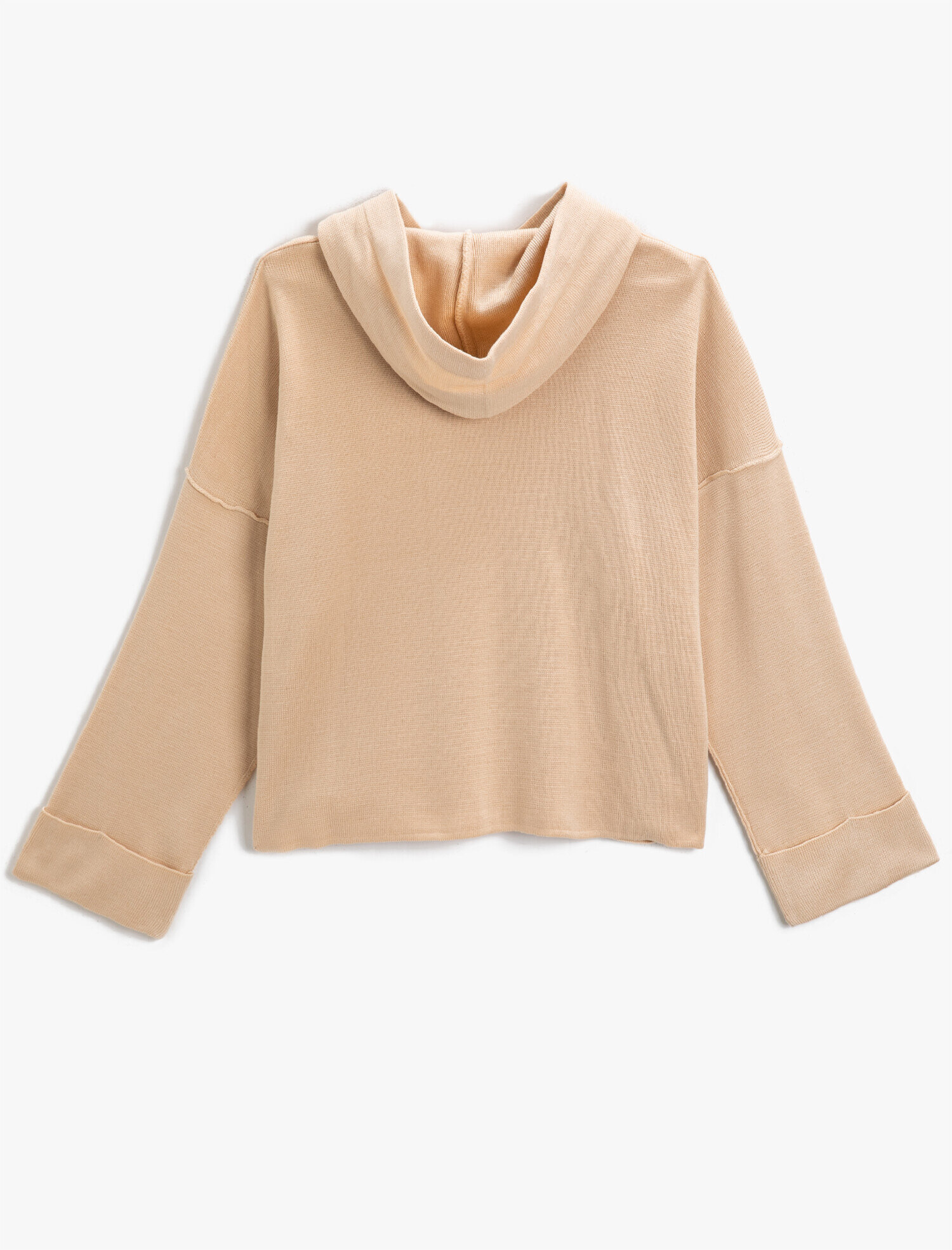   Kapüşonlu Kanguru Cepli Triko Kazak Kaşmir Dokulu