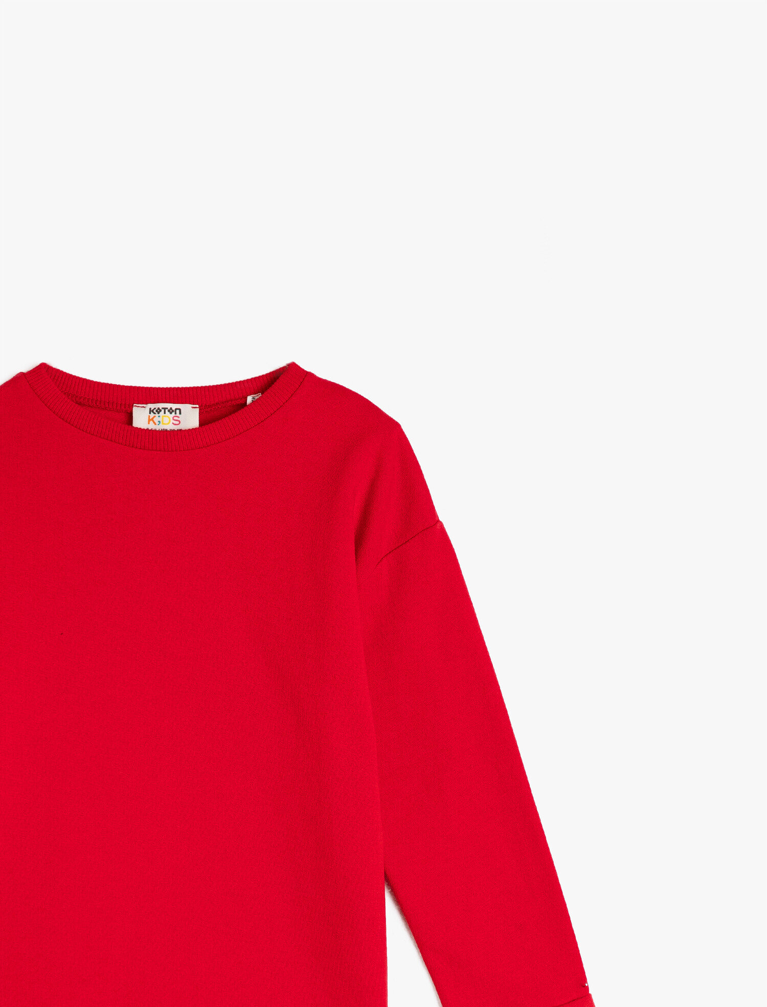  Kız Çocuk Pamuklu Bisiklet Yaka Uzun Kollu Basic Sweatshirt