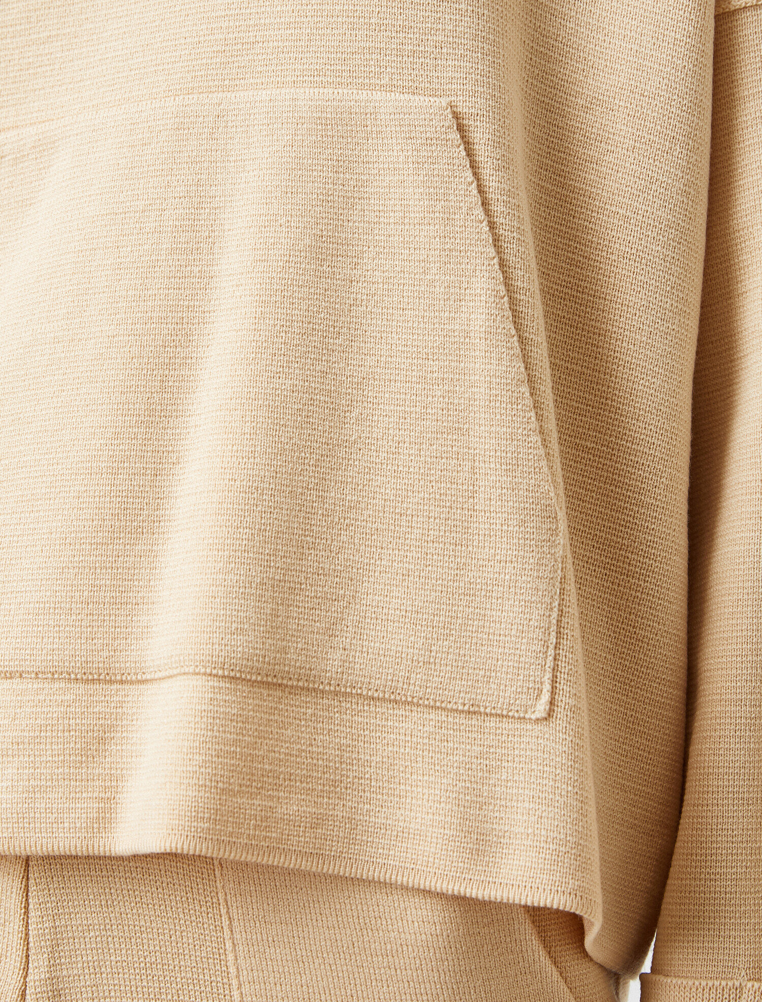   Kapüşonlu Kanguru Cepli Triko Kazak Kaşmir Dokulu