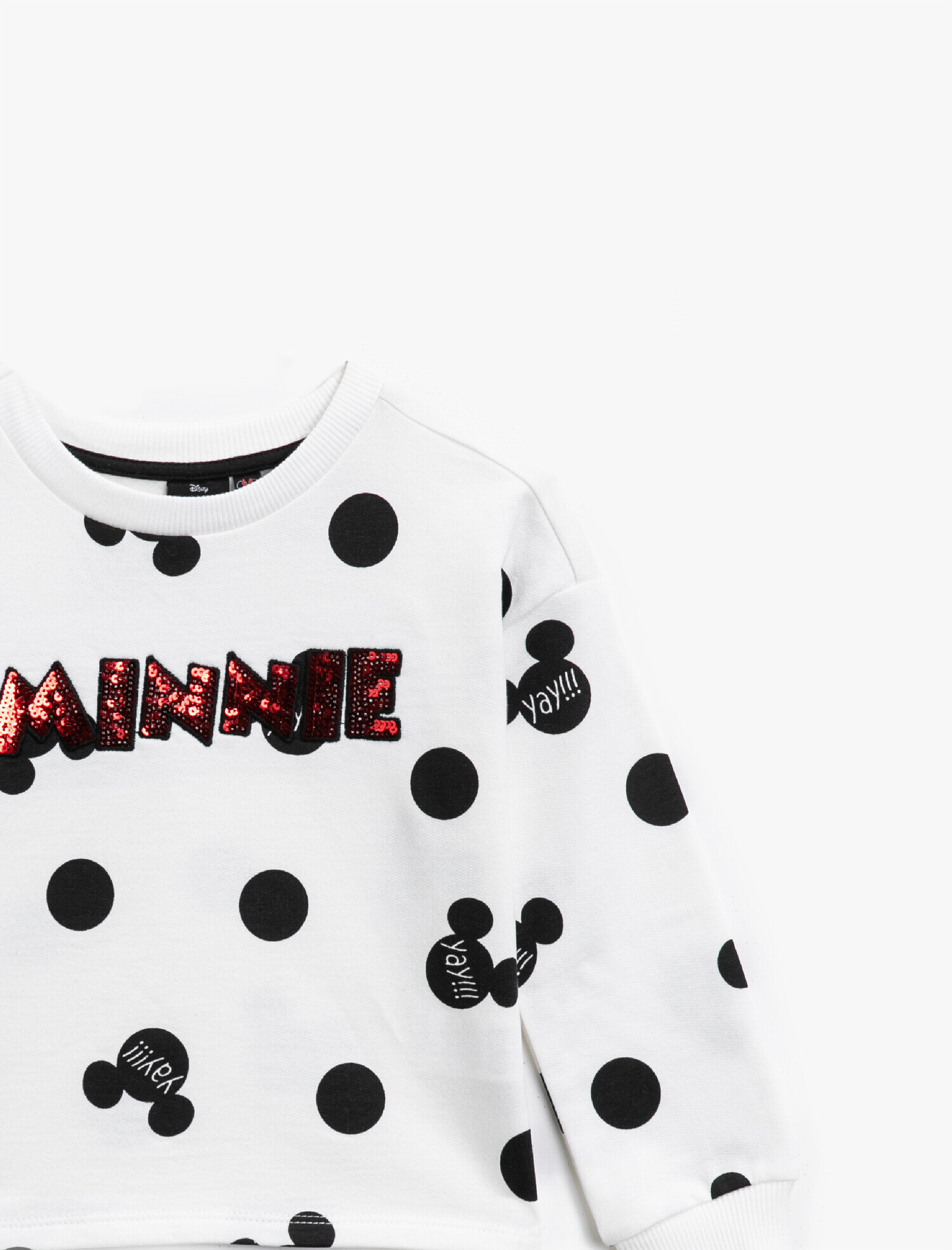  Kız Çocuk Minnie Mouse Lisanslı Baskılı Pullu Bisiklet Yaka Pamuklu Sweatshirt