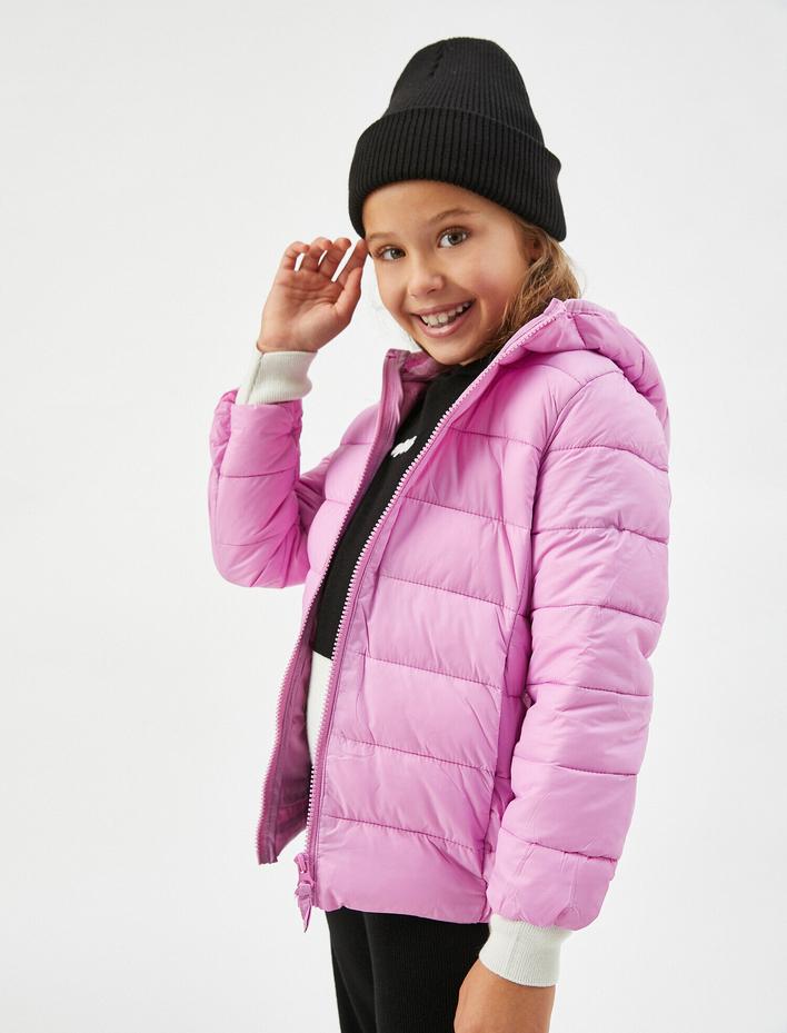 Kız Çocuk Kapüşonlu Şişme Ceket