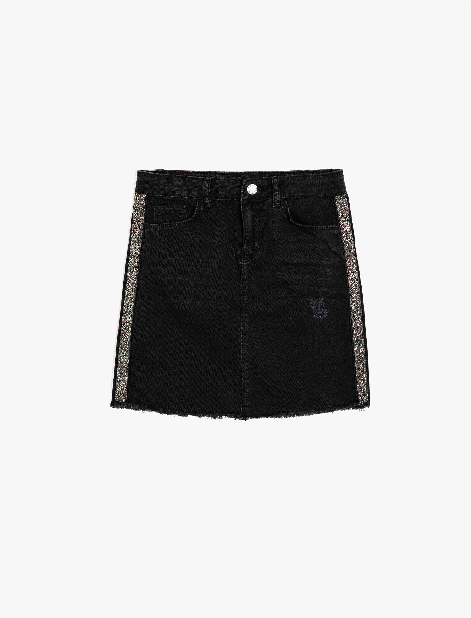  Kız Çocuk Şeritli Cepli Jean Etek