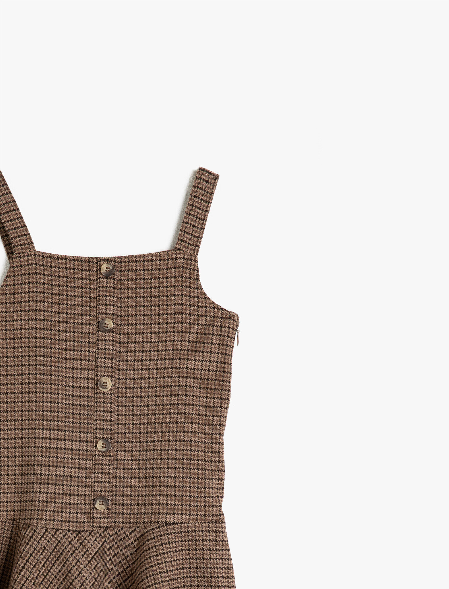 Kız Çocuk Düğmeli Kazayağı Desenli Elbise