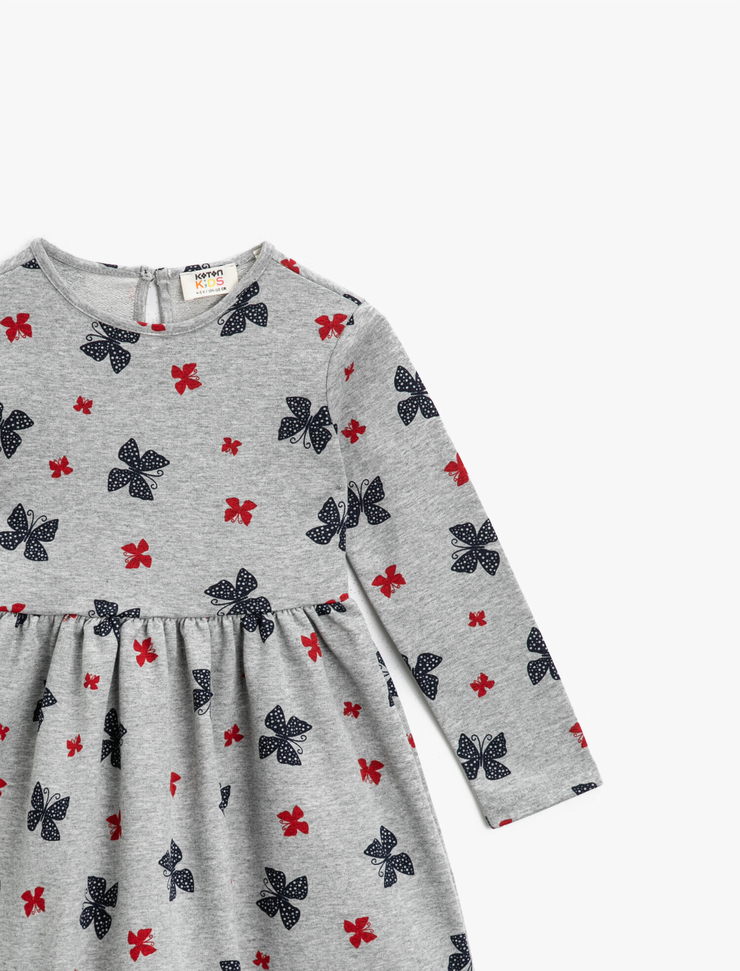  Kız Çocuk Baskılı Uzun Kollu Bisiklet Yaka Elbise