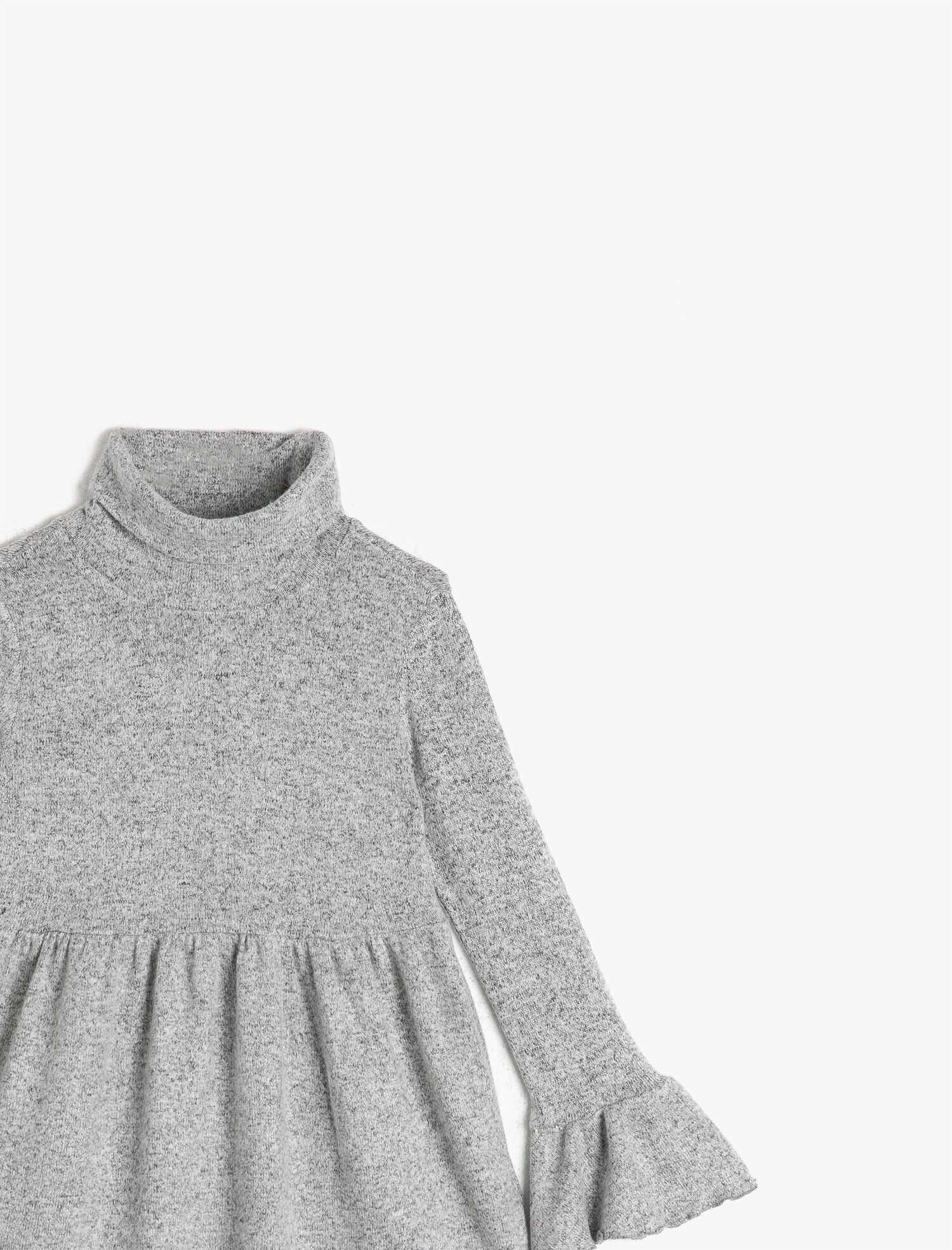  Kız Çocuk Yüksek Yaka Basic Uzun Kollu Elbise