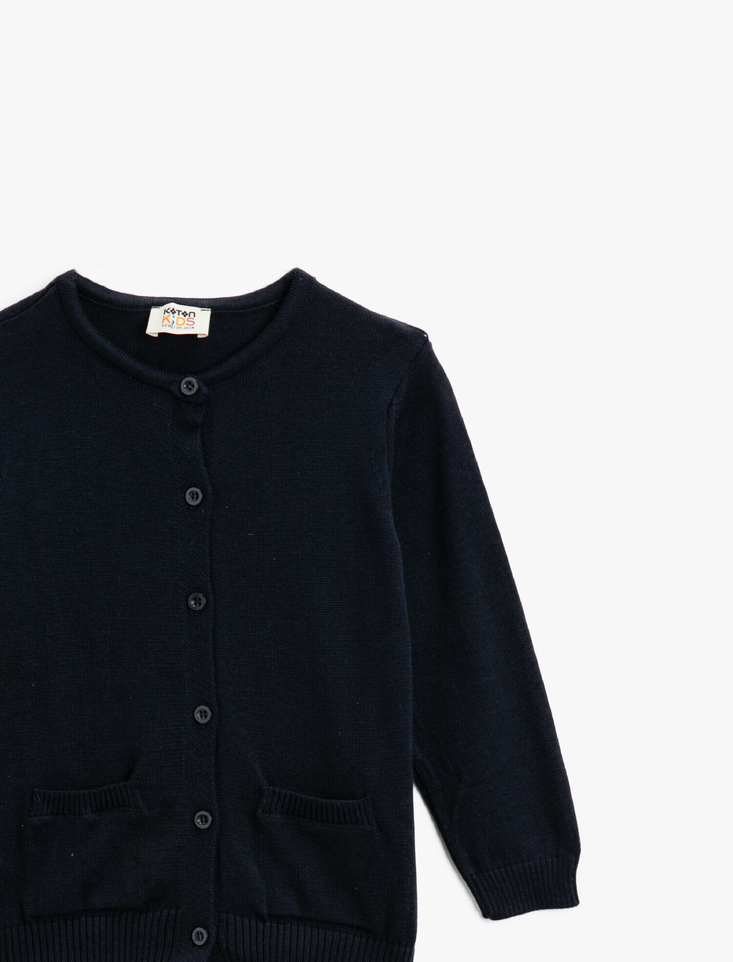  Kız Çocuk Düğmeli Cepli Uzun Kollu Hırka