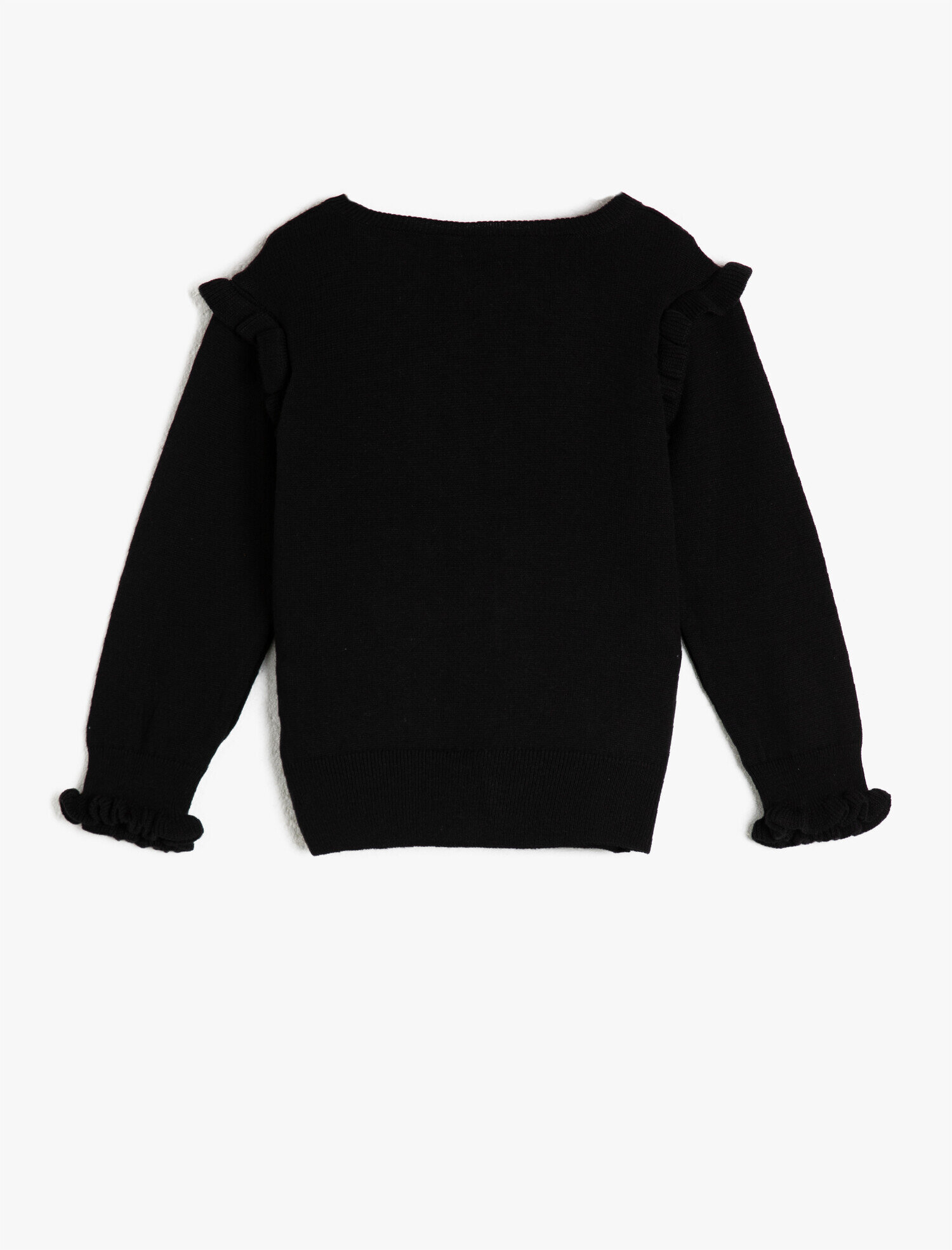  Kız Çocuk Uzun Kollu Fırfırlı Düğmeli Triko Hırka